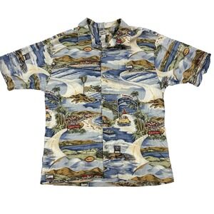 VTG Mens Tequila Blues Hawaiian Shirt Santa Monica Welcome to Paradise XL USA